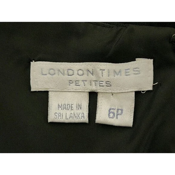 London Times Womens  Sleeveless Black Cocktail Sheath Dress Straps Lined Size 6P - Picture 6 of 7